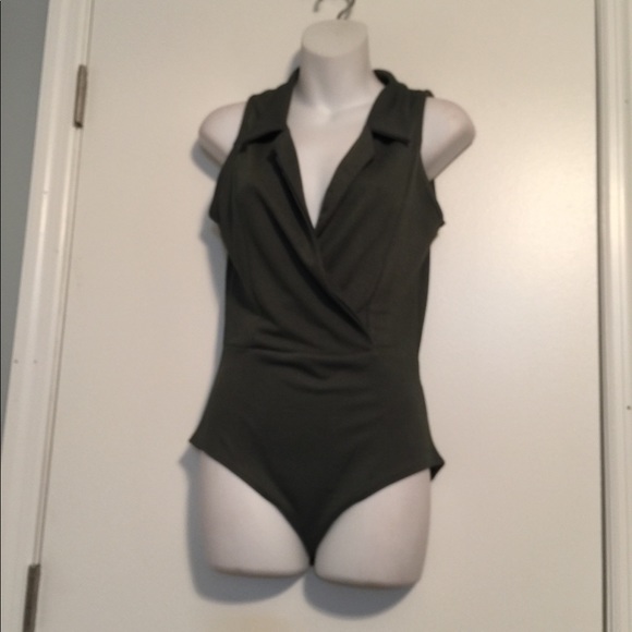 Boohoo Tops - Boohoo collared Bodysuit. / Khaki